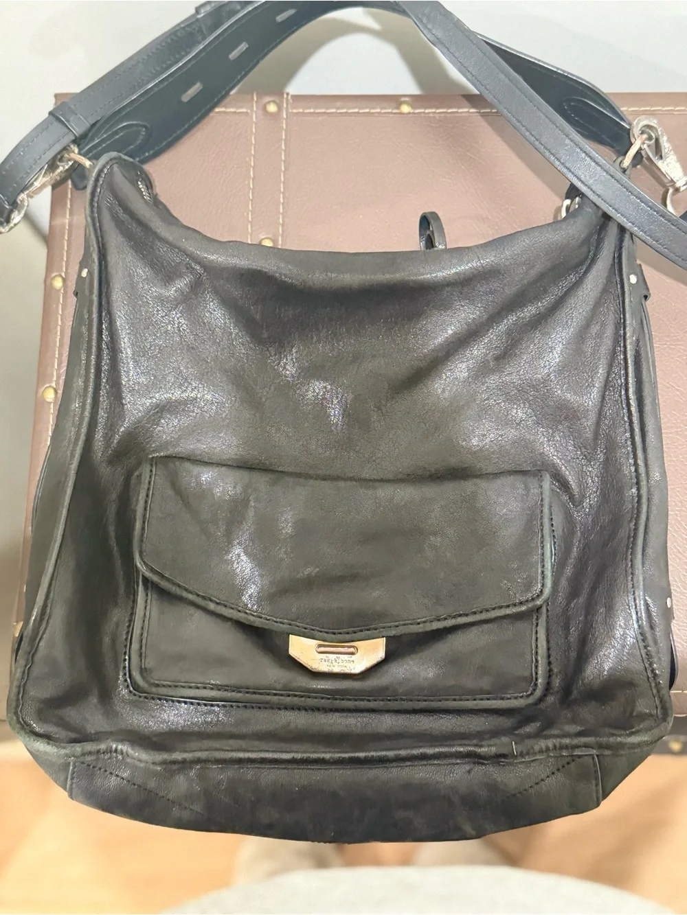 rag & bone Black Leather Slouchy Hobo Shoulder Bag